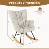 Giantex Rocking Chair Nursery, Modern Rocking Accent Chair w/High Backrest, Padded Armrests, Solid Metal & Wood Frame, Upholstered Linen Glider Rocker Chair for Nursery Living Room Bedroom, Dark Grey(Beige)
