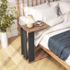 Giantex Rolling C Shaped End Table, 2-Tier Sofa Side Table with Universal Wheels & Storage Shelf, Narrow Nightstand for Small Space, Mobile Snack Couch Tray Table for Living Room & Bedroom(1)