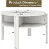Giantex Round Coffee Table, 2-Tier Mid Century Modern Tea Cocktail Table with Storage Shelves & 4 Side Compartments, Wood Center Table for Living Room, Small Spaces (White)(White)