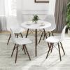 Giantex Round Dining Table Set for 4, 5-Piece Kitchen Table Chairs Set, Modern 31.5″ D Dining Table & 4 Dining Chairs with Solid Wood Legs, Dinette Table Set for Small Spaces Dining Room Restaurant(White+walnut)