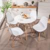 Giantex Round Dining Table Set for 4, 5-Piece Kitchen Table Chairs Set, Modern 31.5″ D Dining Table & 4 Dining Chairs with Solid Wood Legs, Dinette Table Set for Small Spaces Dining Room Restaurant(White)