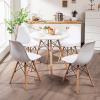 Giantex Round Dining Table Set for 4, 5-Piece Kitchen Table Chairs Set, Modern 31.5″ D Dining Table & 4 Dining Chairs with Solid Wood Legs, Dinette Table Set for Small Spaces Dining Room Restaurant(White)