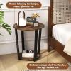 Giantex Round End Table, 2-Tier Side Sofa Table with Open Storage Shelf and Metal Frame, Industrial Nightstand Bedside Table for Living Room, Bedroom, Small Space, Accent Furniture, Walnut(Rustic Brown)