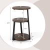 Giantex Round End Table, Industrial Side Table with Sturdy Metal Frame, Coffee Table, 3-Tier Bedside Table for Bedroom, Living Room, Couch, Accent Table for Small Spaces, Rustic Brown (1)(1)