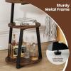 Giantex Round End Table, Industrial Side Table with Sturdy Metal Frame, Coffee Table, 3-Tier Bedside Table for Bedroom, Living Room, Couch, Accent Table for Small Spaces, Rustic Brown (1)(1)