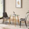 Giantex Round Glass Dining Table, 35.5″ D x 30″ H Kitchen Dinner Table w/Tempered Glass Tabletop & Metal Legs, Circle Leisure Coffee Table for Dining Room & Living Room, Clear & Natural, 2 Pack