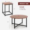 Giantex Round Nesting Table Set of 3, Farmhouse Coffee Table w/2 End Tables, Sturdy Metal Frame, 3-Piece Wooden Living Room Table Set for Home Office, Apartment (Black Oak)(Walnut & Black)