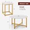 Giantex Round Nesting Table Set of 3, Farmhouse Coffee Table w/2 End Tables, Sturdy Metal Frame, 3-Piece Wooden Living Room Table Set for Home Office, Apartment (Black Oak)(White & Gold)