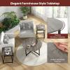 Giantex Round Nesting Table Set of 3, Farmhouse Coffee Table w/2 End Tables, Sturdy Metal Frame, 3-Piece Wooden Living Room Table Set for Home Office, Apartment (Black Oak)(Black Oak)
