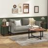 Giantex Round Nesting Table Set of 3, Farmhouse Coffee Table w/2 End Tables, Sturdy Metal Frame, 3-Piece Wooden Living Room Table Set for Home Office, Apartment (Black Oak)(Walnut & Black)
