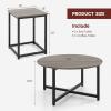 Giantex Round Nesting Table Set of 3, Farmhouse Coffee Table w/2 End Tables, Sturdy Metal Frame, 3-Piece Wooden Living Room Table Set for Home Office, Apartment (Black Oak)(Black Oak)