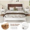 Giantex Round Side Table, 2-Tier Wooden End Table with Drawer and Shelf, Vintage Wood Grain Finish, Retro Circle Night Stand for Living Room Bedroom, Walnut(White)