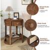 Giantex Round Side Tables Set of 2, 2-Tier Retro End Tables with Drawer & Shelf, Wooden Accent Tables with Antique Wood Grain Finish, Vintage Nightstands for Living Room Bedroom, Walnut(1)