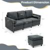 Giantex Sectional Sofa Set, Convertible L-Shaped Couch with Ottoman, 2 Bolsters, Comfy Fabric Modular Sleeper Bed for Living Room Reception Room Home Office Apartment, 73”x 31.5”x 34” (Grey)