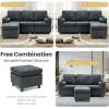 Giantex Sectional Sofa Set, Convertible L-Shaped Couch with Ottoman, 2 Bolsters, Comfy Fabric Modular Sleeper Bed for Living Room Reception Room Home Office Apartment, 73”x 31.5”x 34” (Grey)