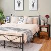 Giantex Set of 2 Nightstands, End Table w/Storage Cabinet and Open Shelf, 2-Tier File Cabinet, Modern Sofa Couch Side Table for Bedroom Home Office (White+Rustic Brown)(Rustic Brown)