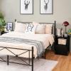 Giantex Set of 2 Nightstands, End Table w/Storage Cabinet and Open Shelf, 2-Tier File Cabinet, Modern Sofa Couch Side Table for Bedroom Home Office (White+Rustic Brown)(Black)