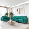Giantex Set of 2 Single Sofa, Accent Chairs w/Cushion Bolster, Armrest Magazine Caddy Holder Pockets, Armchair Living Room Upholstered Leisure Chair for Bedroom Reception Room Dark Grey(Teal)