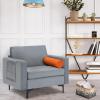 Giantex Set of 2 Single Sofa, Accent Chairs w/Cushion Bolster, Armrest Magazine Caddy Holder Pockets, Armchair Living Room Upholstered Leisure Chair for Bedroom Reception Room Dark Grey(Grey&orange)