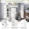 Giantex Short Over The Toilet Storage Cabinet, Bathroom Organizer w/Paper Holder, Adjustable Shelves & Bottom Bar, Freestanding Space Saver Above Toilet Storage for Restroom, Laundry Room(35″L x8″W x39″H)