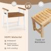 Giantex Shower Bench with Arms, Waterproof HDPE Shower Stool for Bathroom, Heavy Duty Sturdy Bath Seat for Seniors Elderly, Non-Slip Feet, Spa Shower Chair for Inside Outdoor (Brown & White)