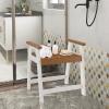 Giantex Shower Bench with Arms, Waterproof HDPE Shower Stool for Bathroom, Heavy Duty Sturdy Bath Seat for Seniors Elderly, Non-Slip Feet, Spa Shower Chair for Inside Outdoor (Brown & White)