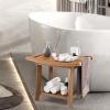 Giantex Shower Chair, Waterproof HDPE Shower Seat with Storage Shelf, Handles & Non-Slip Foot Pads, 2-Tier Shower Stool for Inside Shower, Plastic Shower Bench for Bathtub Seniors Adults Disabled(Brown)