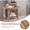 Giantex Shower Chair, Waterproof HDPE Shower Seat with Storage Shelf, Handles & Non-Slip Foot Pads, 2-Tier Shower Stool for Inside Shower, Plastic Shower Bench for Bathtub Seniors Adults Disabled(Brown)