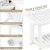 Giantex Shower Chair, Waterproof HDPE Shower Seat with Storage Shelf, Handles & Non-Slip Foot Pads, 2-Tier Shower Stool for Inside Shower, Plastic Shower Bench for Bathtub Seniors Adults Disabled(White)