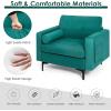 Giantex Single Sofa, Accent Chair, Armchair w/Comfy Cushion Bolster, Armrest Magazine Caddy Pockets, Living Room Upholstered Leisure Chair for Bedroom Reception Room Blue
