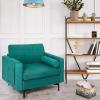Giantex Single Sofa, Accent Chair, Armchair w/Comfy Cushion Bolster, Armrest Magazine Caddy Pockets, Living Room Upholstered Leisure Chair for Bedroom Reception Room Blue