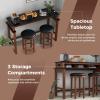 Giantex Small Dining Table Set for 2 – Bar Table and 2 Bar Stools, Sofa Table with Outlets, USB Ports, Breakfast Nook Table Set, 3-Piece Bar Table and Chairs Set, Kitchen Table Set (Black+Walnut)(Black+walnut)