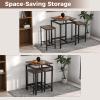 Giantex Small Dining Table Set for 2 – Counter Height Table Set with 2 Stools, Floating Tabletop, Footrest, Metal Frame, Breakfast Nook Table Set for Apartment, Kitchen Table Chairs Set of 2, Brown