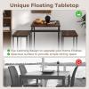 Giantex Small Dining Table Set for 2 – Counter Height Table Set with 2 Stools, Floating Tabletop, Footrest, Metal Frame, Breakfast Nook Table Set for Apartment, Kitchen Table Chairs Set of 2, Brown