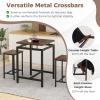 Giantex Small Dining Table Set for 2 – Counter Height Table Set with 2 Stools, Floating Tabletop, Footrest, Metal Frame, Breakfast Nook Table Set for Apartment, Kitchen Table Chairs Set of 2, Brown