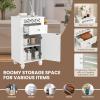 Giantex Storage Floor Cabinet W/One Cabinet Two-Layer Adjustable Shelves & One Drawer Bathroom Cupboard Organizer Kitchen Collection Cabinet Shelf Nightstand End Table White (1 Drawer)