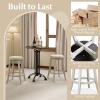 Giantex Swivel Bar Stools Set of 2, 30-Inch Bar Height Stools with Tufted Seat & Rubber Wood Frame, Round Backless Kitchen Stools with Footrest, Barstools for Kitchen Island/Breakfast/Pub, Black(Antique White)