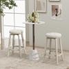 Giantex Swivel Bar Stools Set of 2, 30-Inch Bar Height Stools with Tufted Seat & Rubber Wood Frame, Round Backless Kitchen Stools with Footrest, Barstools for Kitchen Island/Breakfast/Pub, Black(Antique White)