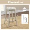 Giantex Swivel Bar Stools Set of 2, 30-Inch Bar Height Stools with Tufted Seat & Rubber Wood Frame, Round Backless Kitchen Stools with Footrest, Barstools for Kitchen Island/Breakfast/Pub, Black(Antique White)