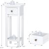 Giantex Tall End Table, Narrow Side Table with Drawer and Shelf, Acacia Wood Nightstand for Living Room, 2-Tier Bedside Table for Small Space, No Assembly, White(White)