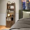 Giantex Tall Nightstand with Charging Station – 56″ Tall Bedside Table with 6-Level Adjustable Bookshelf, Modern End Side Table with Storage Cabinet for Bedroom, White(Rustic Brown)
