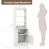 Giantex Tall Nightstand with Charging Station – 56″ Tall Bedside Table with 6-Level Adjustable Bookshelf, Modern End Side Table with Storage Cabinet for Bedroom, White(White)