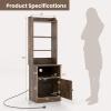 Giantex Tall Nightstand with Charging Station – 56″ Tall Bedside Table with 6-Level Adjustable Bookshelf, Modern End Side Table with Storage Cabinet for Bedroom, White(Rustic Brown)
