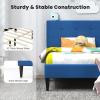 Giantex Twin Bed Frames for Kids, Modern Fabric Linen Upholstered Platform Bed Frame with Button Tufted Headboard and Wooden Slats, No Box Spring Needed, Kids Twin Bed for Boys Girls, Navy Blue(Navy Blue)
