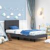 Giantex Twin Bed Frames for Kids, Modern Fabric Linen Upholstered Platform Bed Frame with Button Tufted Headboard and Wooden Slats, No Box Spring Needed, Kids Twin Bed for Boys Girls, Navy Blue(Grey)