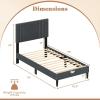 Giantex Twin Bed Frames with Headboard, Modern Upholstered Platform Bed Frame with Vertical Channel Tufted Headboard, Wooden Slats Support, No Box Spring Needed, Gray(Twin)