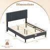 Giantex Twin Bed Frames with Headboard, Modern Upholstered Platform Bed Frame with Vertical Channel Tufted Headboard, Wooden Slats Support, No Box Spring Needed, Gray(Full)