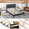 Giantex Twin Bed Frames with Headboard, Modern Upholstered Platform Bed Frame with Vertical Channel Tufted Headboard, Wooden Slats Support, No Box Spring Needed, Gray(Full)