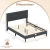 Giantex Twin Bed Frames with Headboard, Modern Upholstered Platform Bed Frame with Vertical Channel Tufted Headboard, Wooden Slats Support, No Box Spring Needed, Gray(Queen)