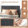 Giantex Twin Bed Frames with Headboard, Modern Upholstered Platform Bed Frame with Vertical Channel Tufted Headboard, Wooden Slats Support, No Box Spring Needed, Gray(Full)